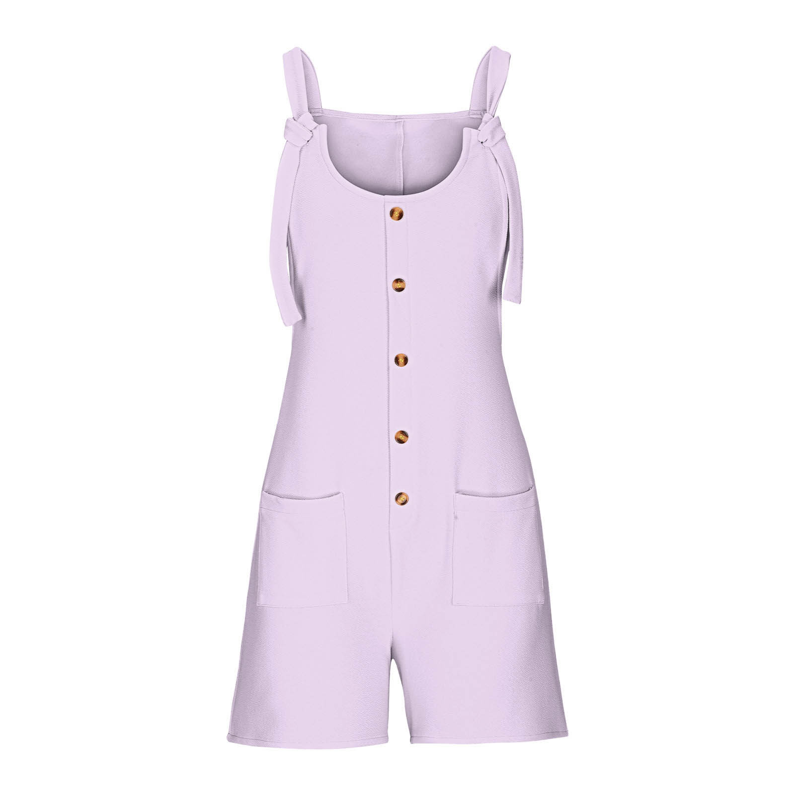 thumbnail image 5 of Mono corto de verano informal con botones para mujer - Poliéster, sin mangas, pantalón corto ancho - S-XXL, 5 of 5